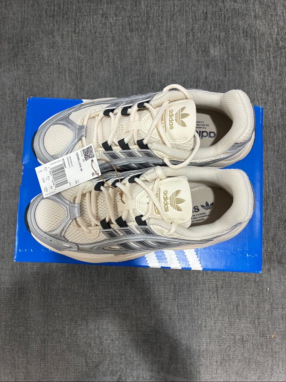 adidas Cream and Gray Retro Runner Sneakers